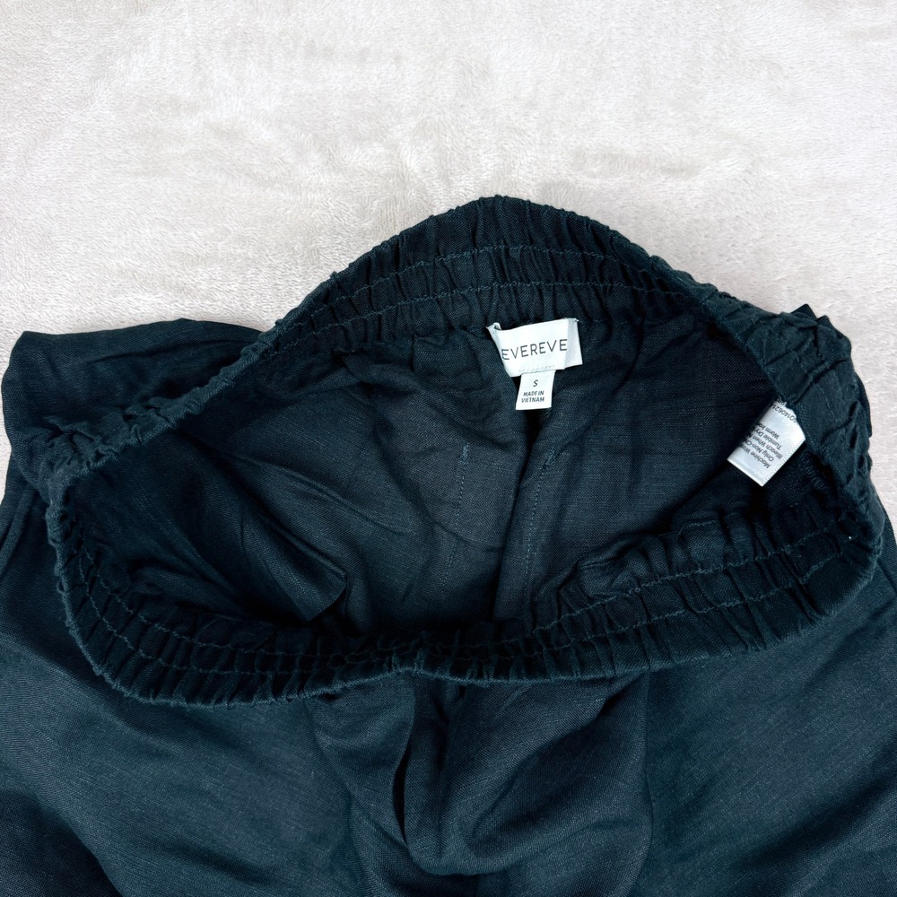 Evereve Wide Leg Pants Women S Black Linen Blend Palazzo Elastic High Waist EUC - Picture 4 of 10
